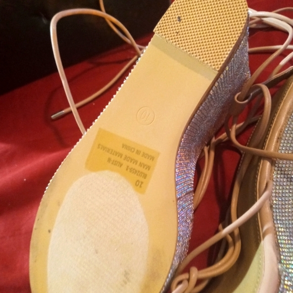 Fashion Nova Shinning Bright Rhinestone Wedge's Nude Size Alist US 10 EUR 41.5 - Picture 5 of 9